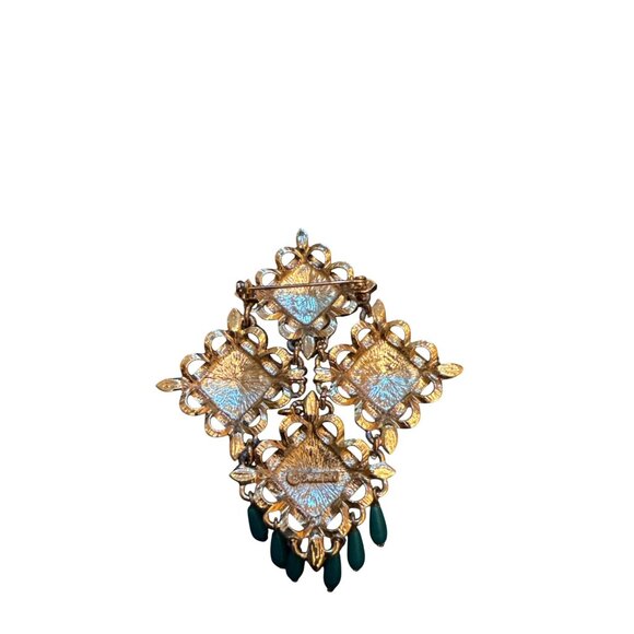 Sarah Coventry Gold Brooch Blue Red & Green Rhinestones Articulated - Picture 4 of 6